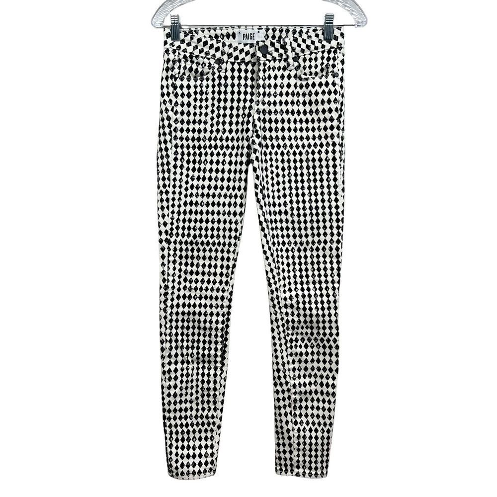 Paige Women Jeans Verdugo Ultra Skinny Stretch 5 Pocket Black White Print Sz 25*